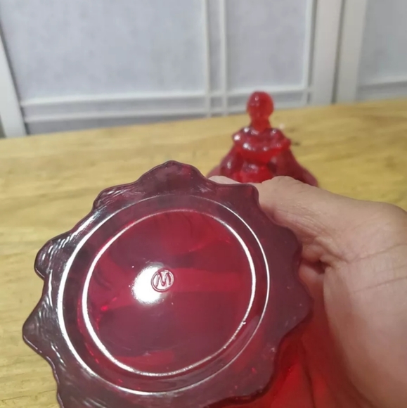 Vintage Mosser Amberina Colonial Glass Powder Box UV - Picture 6 of 8